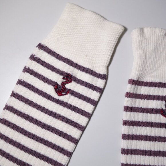 Vintage Polo by Ralph Lauren Stripe Embroidered Anchor Nautical Cotton Socks - Picture 4 of 11